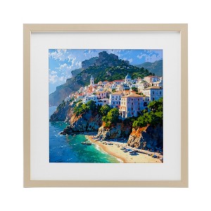 Stupell Industries Seaside Town's Beach View Framed Print Under Glass - 1 of 4