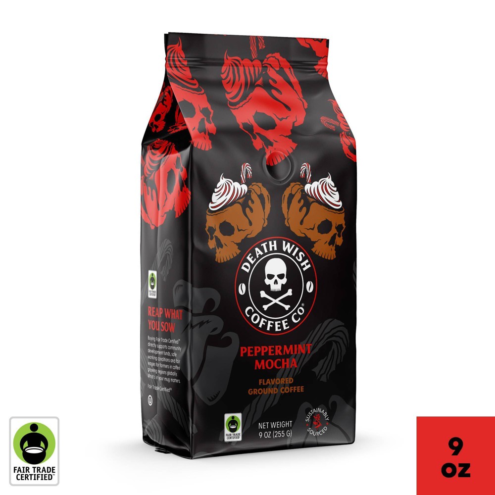 Death Wish Coffee Fair Trade Peppermint Mocha Ground Coffee 9oz