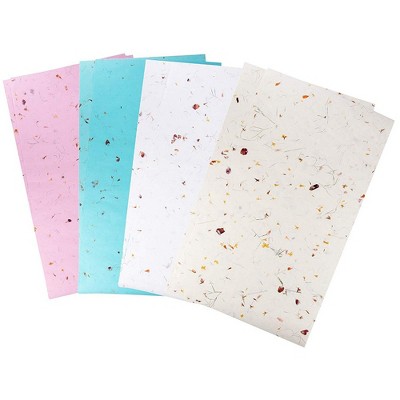 Sustainable Greetings 8 Sheet Pressed Flowers Handmade Wrapping Paper, All Occasion Mini Gift Wrap, 17.5 x 30 inch