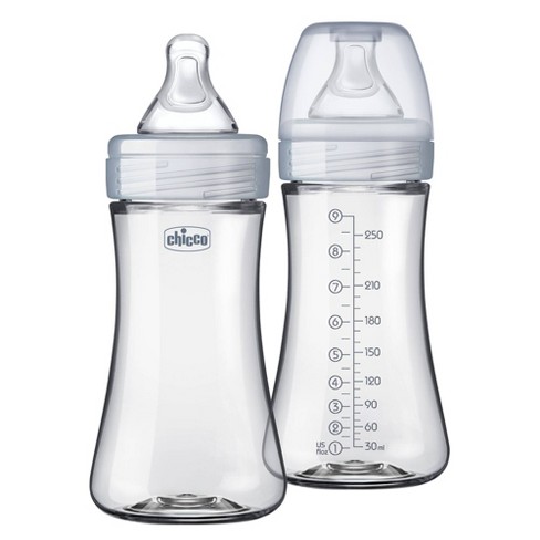 Chicco Duo 5oz. Hybrid Baby Bottle with Invinci-Glass Inside/Plastic Outside in Clear/Grey