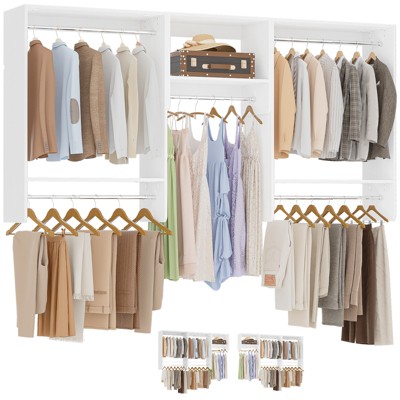 Aheaplus 95" Closet Organizer with 5 Hanging Rods, Wall Mounted Clothes Hanging Rack for Organization