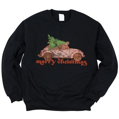 Simply Sage Market Women's Graphic Sweatshirt Merry Christmas Pink Car