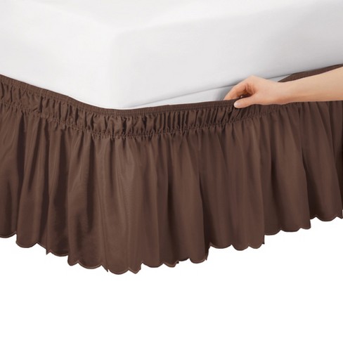 Ruched Ruffle Elastic Easy Wrap Around Bed Skirt, Lush Decor