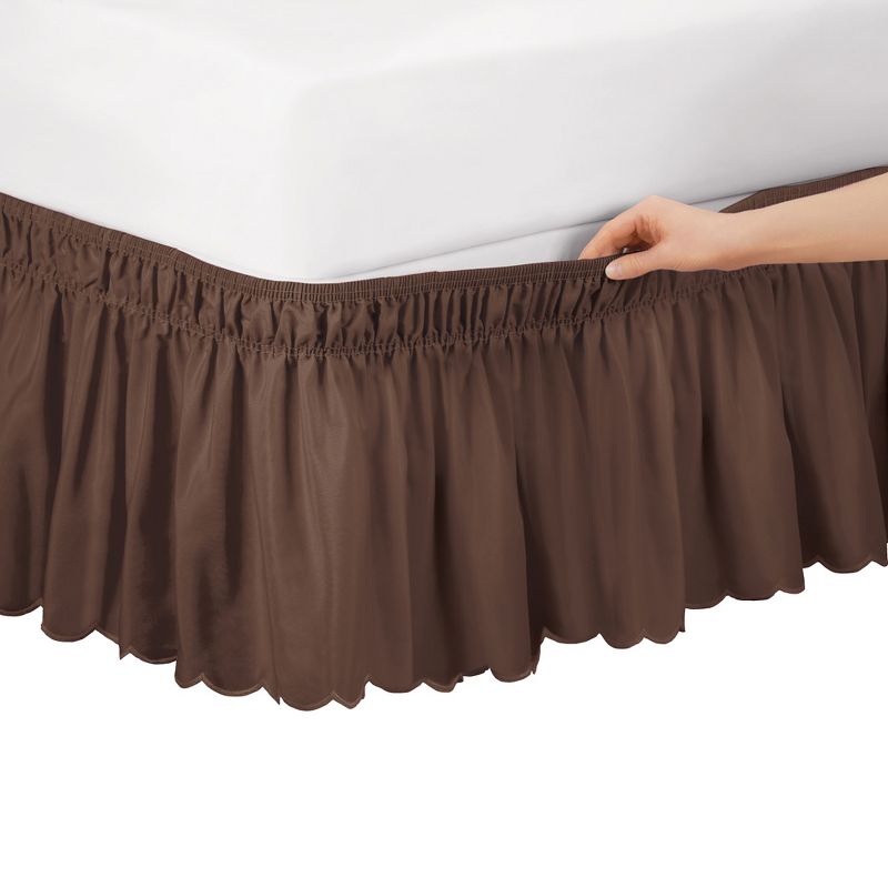 Collections Etc Scalloped Elastic Bed Wrap Around, Easy Fit, Dust Ruffle Bedskirt, 1 of 3