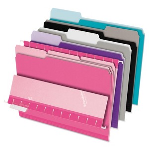 Pendaflex Interior File Folders 1/3 Cut Top Tab Letter Pastel Assortment 100/Box 421013ASST2 - 1 of 3