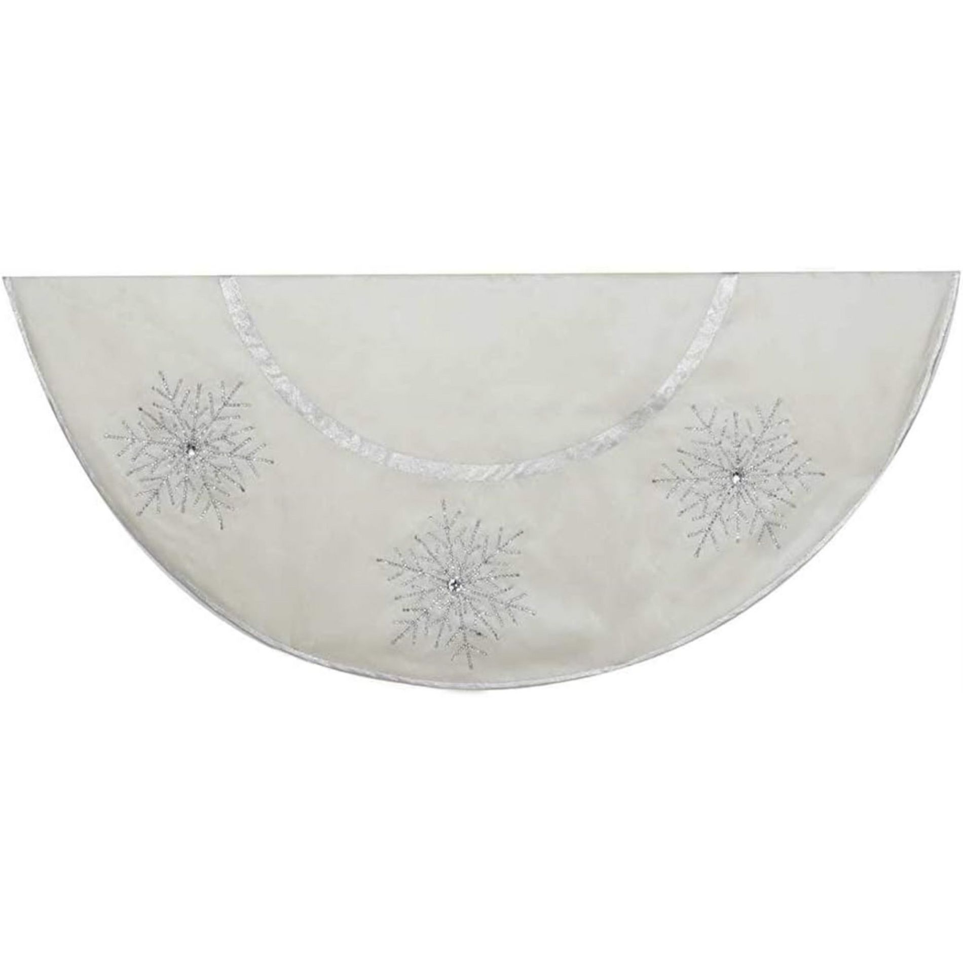 Kurt Adler Christmas Tree Skirt with Crystal Lace Snowflake Design, Ivory, 54in