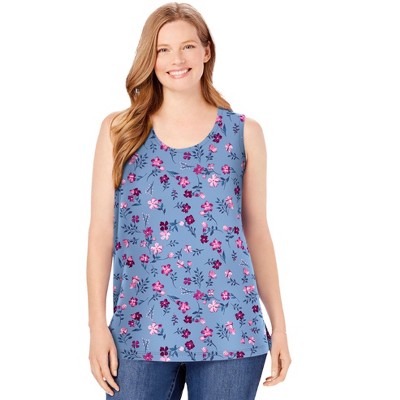 Woman Within Plus Size Perfect Printed Scoopneck Tank