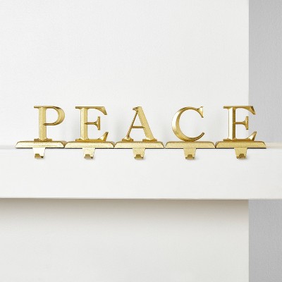 5pk PEACE Gold Christmas Stocking Holder - Wondershop™