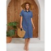 INSPIRE CHIC Women's Midi Denim Summer Short Sleeve Button Down Casual Long Tunic Jean Shirt Dress - 3 of 4