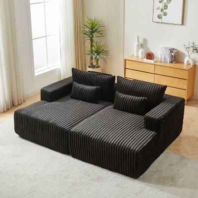 CENGHU Corduroy Upholstered Sofa Couch, Bean Bag Chair, Sponge Sectional Sofa Lounge Chair with Ottoman, Single Sofa Sleeper Chair