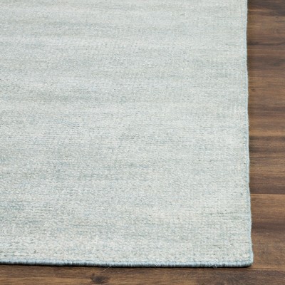 Light Blue Hand-Knotted Wool and Viscose Area Rug 8' x 10'