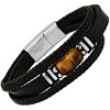 Men's braided layered leather, stainless steel and tiger eye accented bracelet. Color Option: Silver, Gold - 2 of 4