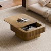 31" Square Coffee Table with Hidden Storage, Wood Veneer Accent Table with Flip‑Top Lid and Slatted Sides for Living Room or Apartment-Koiai - 2 of 4