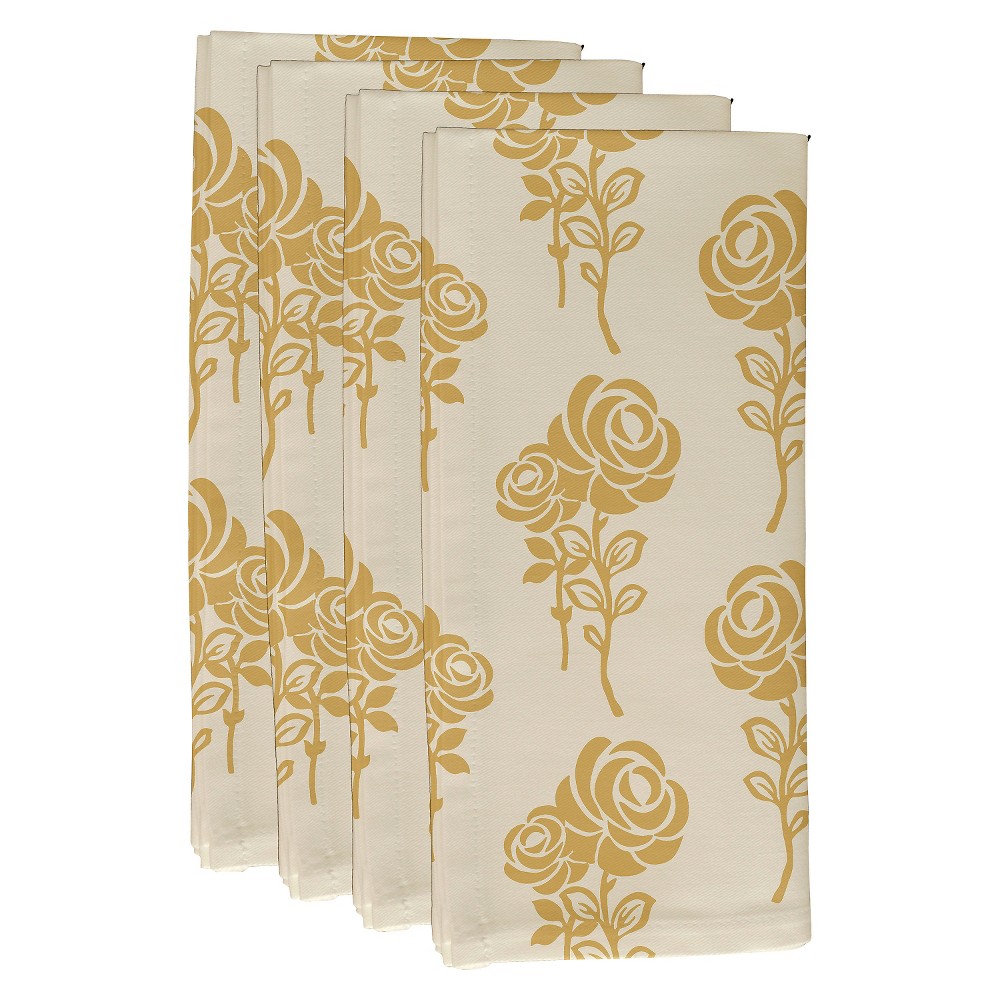 Photos - Tablecloth / Napkin 4pk 18"x18" Carmen Floral Print Napkins Yellow - e by design