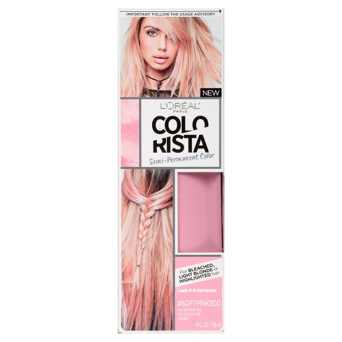 L Oreal Paris Colorista Semi Permanent For Light Blonde Or Bleached Hair Softpink 4 Fl Oz
