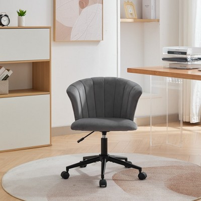 Home Office Chair, Velvet Fabric Swivel Flower Shape Computer Desk Chair for Home Office