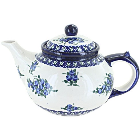 Polish Pottery Blueberries and Roses Teapot