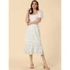 INSPIRE CHIC Women's Chiffon Elastic Waist Ruffle Tiered Flowy Midi Floral Printed Skirts - 2 of 4