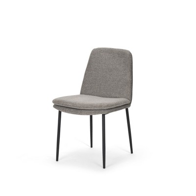 HomeRoots Gray and Black Upholstered Fabric And Metal Dining Side Chair