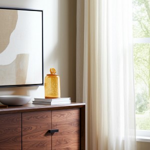 Sagebrook Home Glass Bottle Vase with Lid - Dark Amber Orange Design with Knotted Topper - 1 of 4