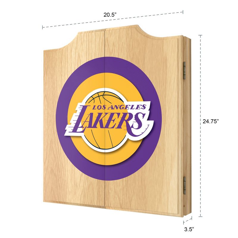 Los Angeles Lakers Logo Dart Board Cabinet Set, 4 of 6