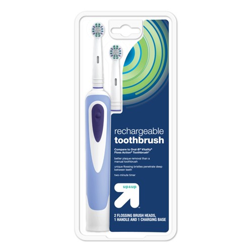 Rechargeable Oscillating Toothbrush with 2 Replacement Brush Heads - Up&Up