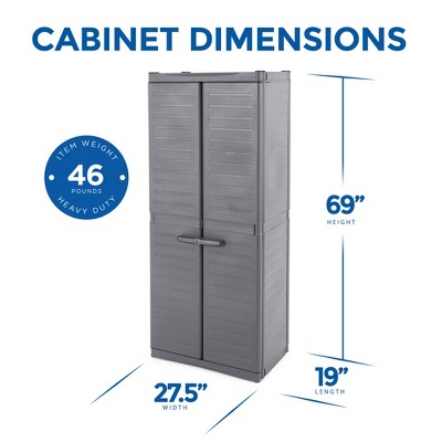 Sleek Gray Freestanding Lockable Utility Cabinet with Adjustable Metal Shelves