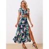 Allegra K Women's Tropical 2-Piece Wrap Crop Top and Hawaiian Ruched Front Maxi Skirt Set - 4 of 4