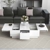 Lirago 39.3" White High-Gloss Extendable Coffee Table with Sliding Top 2 Hidden Compartments & 2 Drawers for Living Room/Bedroom - 4 of 4