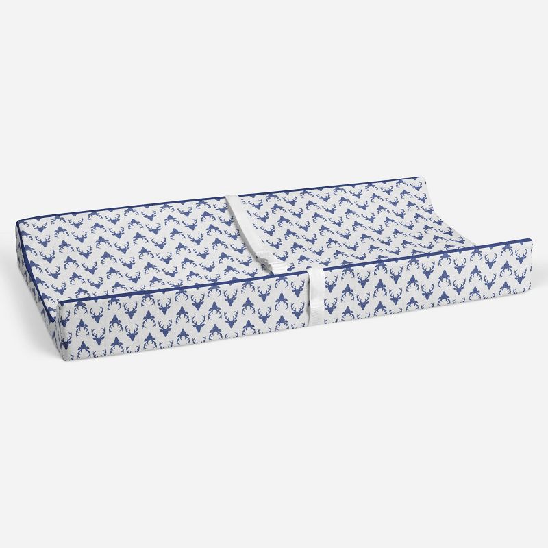 Bacati - Noah Navy Buck Quilted Muslin Changing Pad Cover, 4 of 10