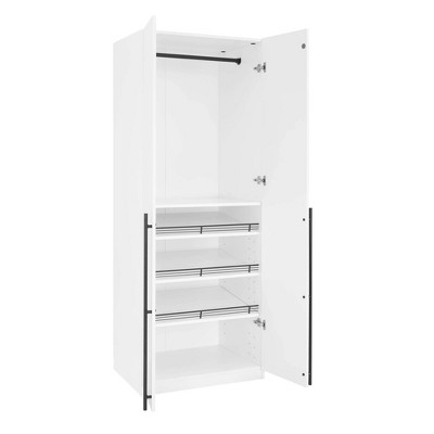 White MDF Freestanding Wardrobe Closet with Black Handles