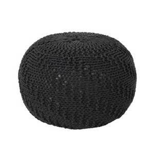 Hershel Knitted Cotton Pouf Dark Gray - Christopher Knight Home