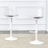 2Pcs Bar Stool, Modern Swivel Counter Height Bar Stool With PET Backrest And PU Leather Seat, Height Adjustable 360 Degree Rotating Bar Chairs, White - 3 of 4