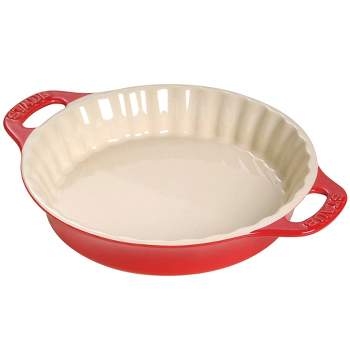 KING ARTHUR FLOUR - Chantel Ceramic White & Red Pie Plate Dish