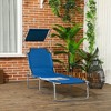 Outsunny Outdoor Lounge Chair, Adjustable Folding Chaise Lounge, Tanning Chair with Sun Shade for Beach, Camping, Hiking, Backyard - 2 of 4