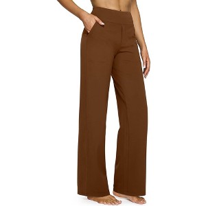 BABYYER Women's Yoga Pants, High-Waist Straight-Leg Work Pants, Wide Leg Casual Sweatpants with Pockets, Breathable and Elastic - 1 of 4
