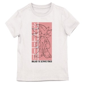 Sonic The Hedgehog Shadow Line Art Youth Girl's White Crew Neck Short Sleeve T-shirt - 1 of 3