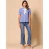 Allegra K Women's Polka Dots Peter Pan Collar Tie Neck Short Sleeve Shirt - 4 of 4