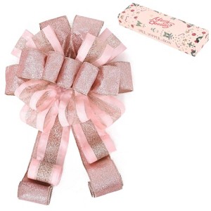 Aoibox Large Christmas Tree Topper Bow 48x13 Inch Rose Gold Polyester with 4 Streamers for Tree Mantel Staircase Door 1 Piece - 1 of 4