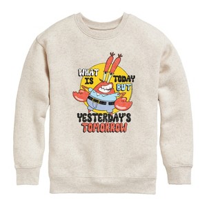 Boys' - SpongeBob SquarePants - What Is Today Yesterdays Tomorrow Graphic Long Sleeve Fleece Sweatshirt - 1 of 4