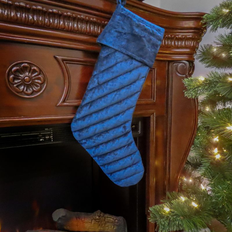 HGTV Home Collection Quilted Christmas Stocking, Blue, 10in, 2 of 4