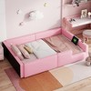 Whisen Twin Size Upholstered Platform Bed with Guardrail and Charging Station - 2 of 4