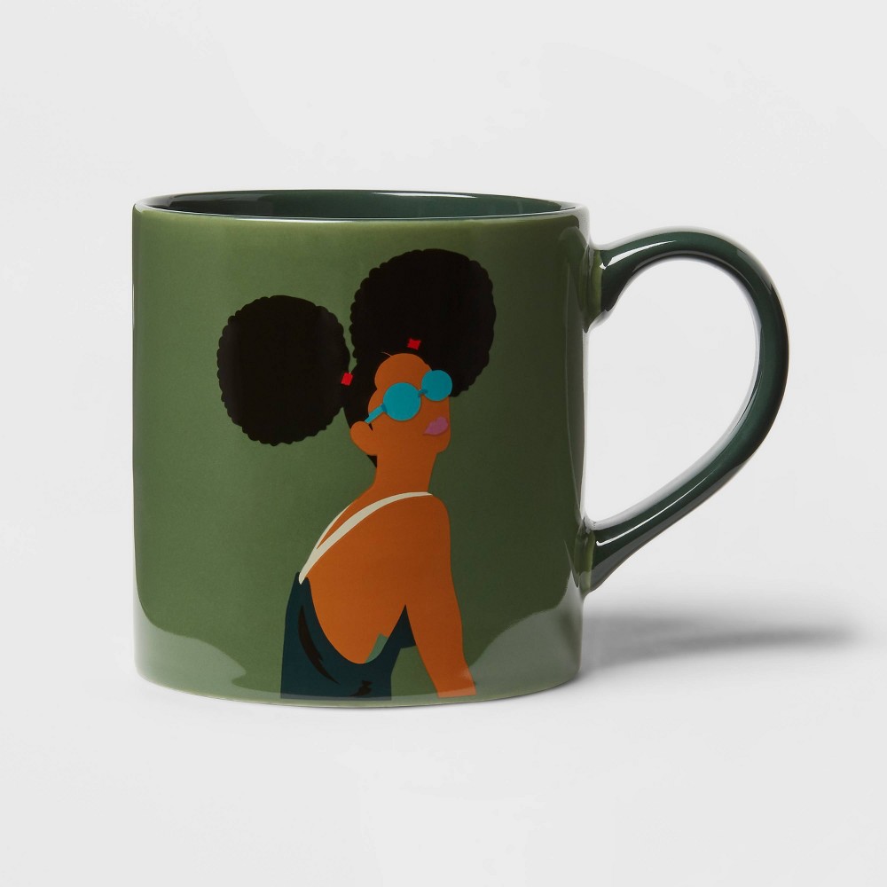 (Case of 6 mug green) 16oz Silhouette with Glasses Marilyn Mug Green/Blue - Room Essentials™