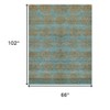 Green Blue and Taupe Floral Hand Knotted Worn Faded Area Rug - 3 of 4