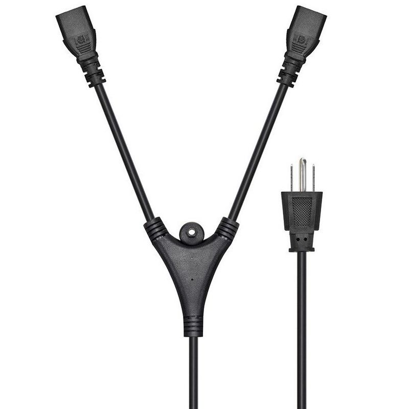 Monoprice Power Cord Splitter - 6 Feet - Black | NEMA 5-15P to 2x IEC 60320 C13, 18AWG, 10A/1250W, SJT, 2 of 7