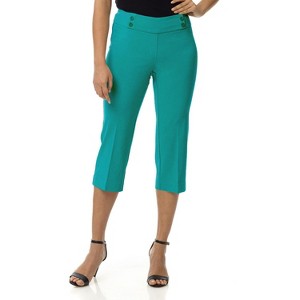Rekucci Women's Ease into Comfort Capri with Button Detail - 1 of 4