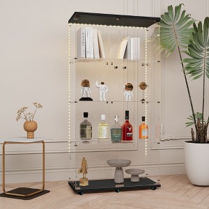 KTMBDW Glass Display Cabinet with 4 Shelves, Curio Cabinets for Living Room, Bedroom, Office, Floor Standing Glass Bookshelf - 1 of 4