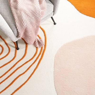 Ivory and Rust Hand-Tufted Wool 4' x 6' Area Rug