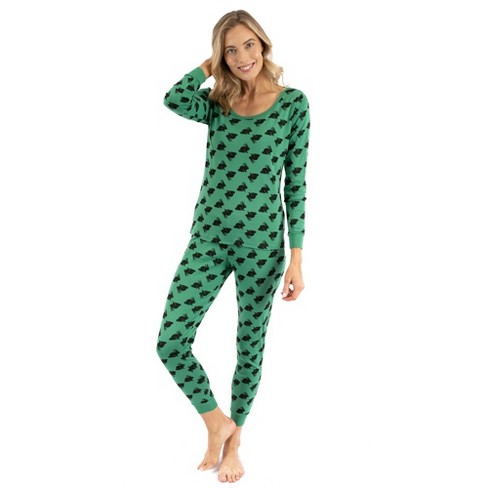 Leveret Womens Two Piece Flannel Pajamas Black & Green Plaid XXL