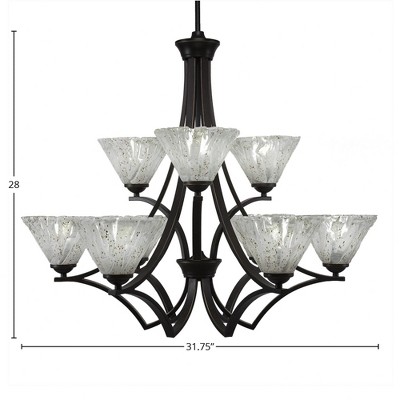 Toltec Lighting Zilo 9 - Light Chandelier in  Dark Granite with 7" Italian Ice Shade